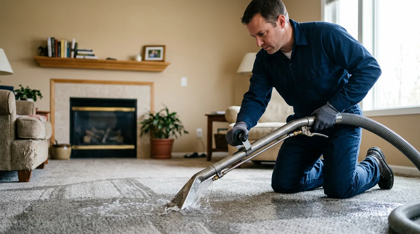 Water damage restoration technician working near Cardinal, VA
